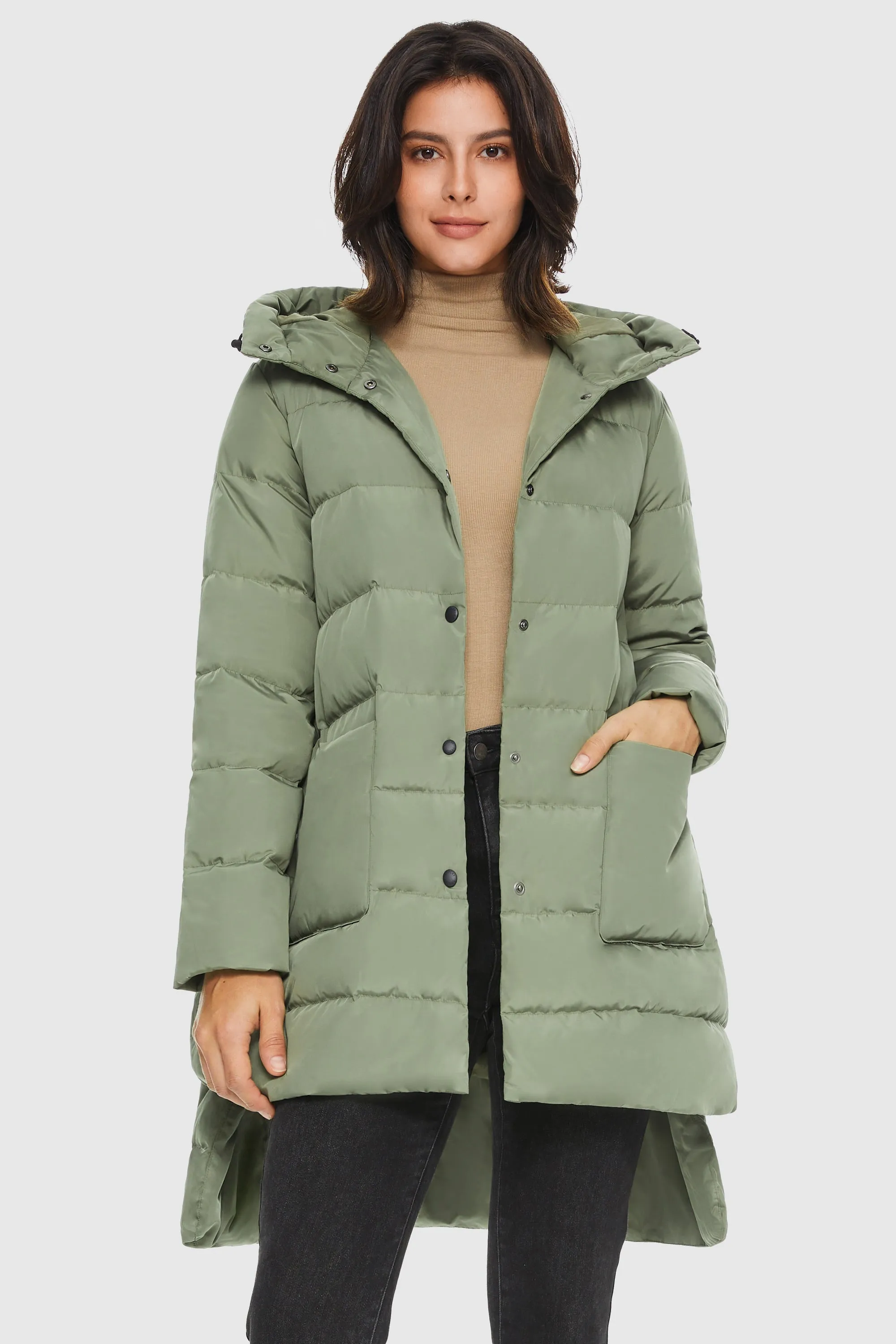 Unique Cut Hooded Puffer Coat