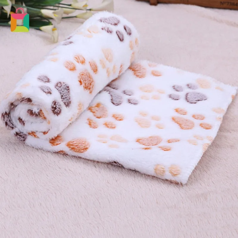 Warm Paw Print Dog Fleece Blanket