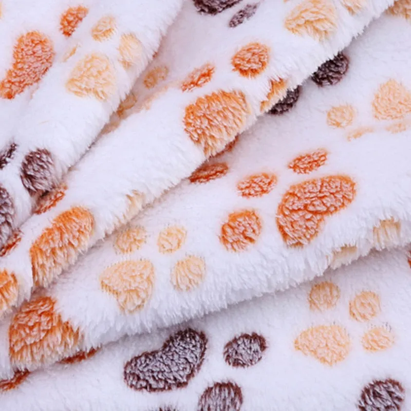 Warm Paw Print Dog Fleece Blanket