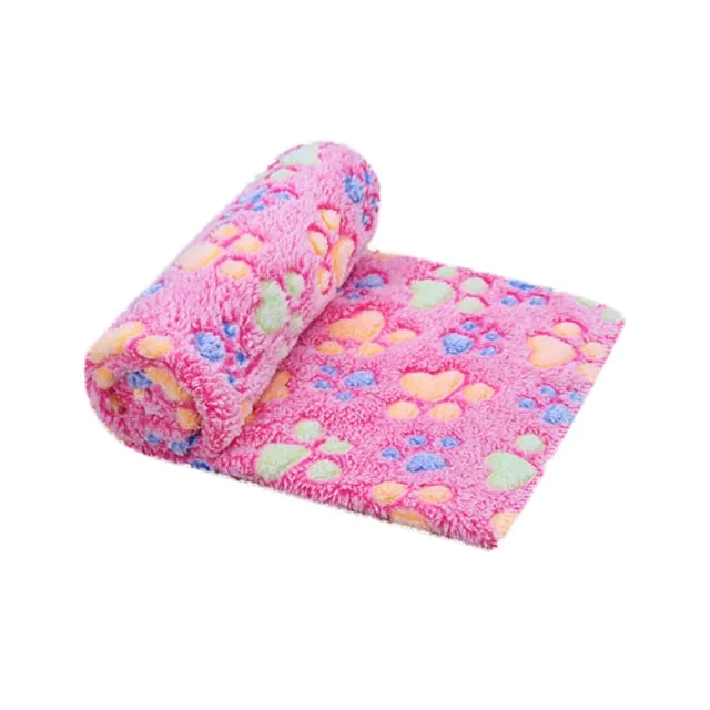 Warm Paw Print Dog Fleece Blanket