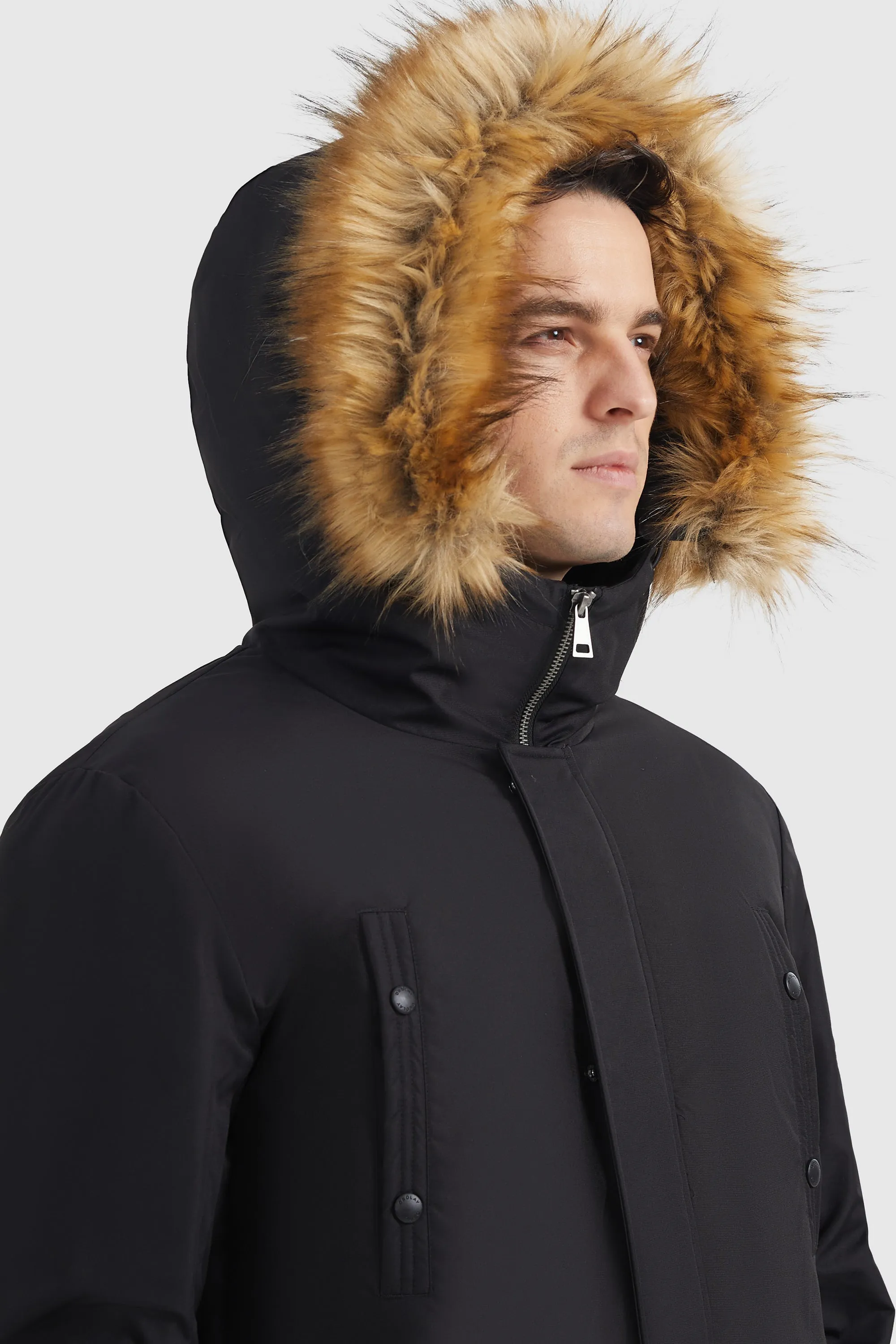 Water-Resistant Down Coat with Faux Fur Hood