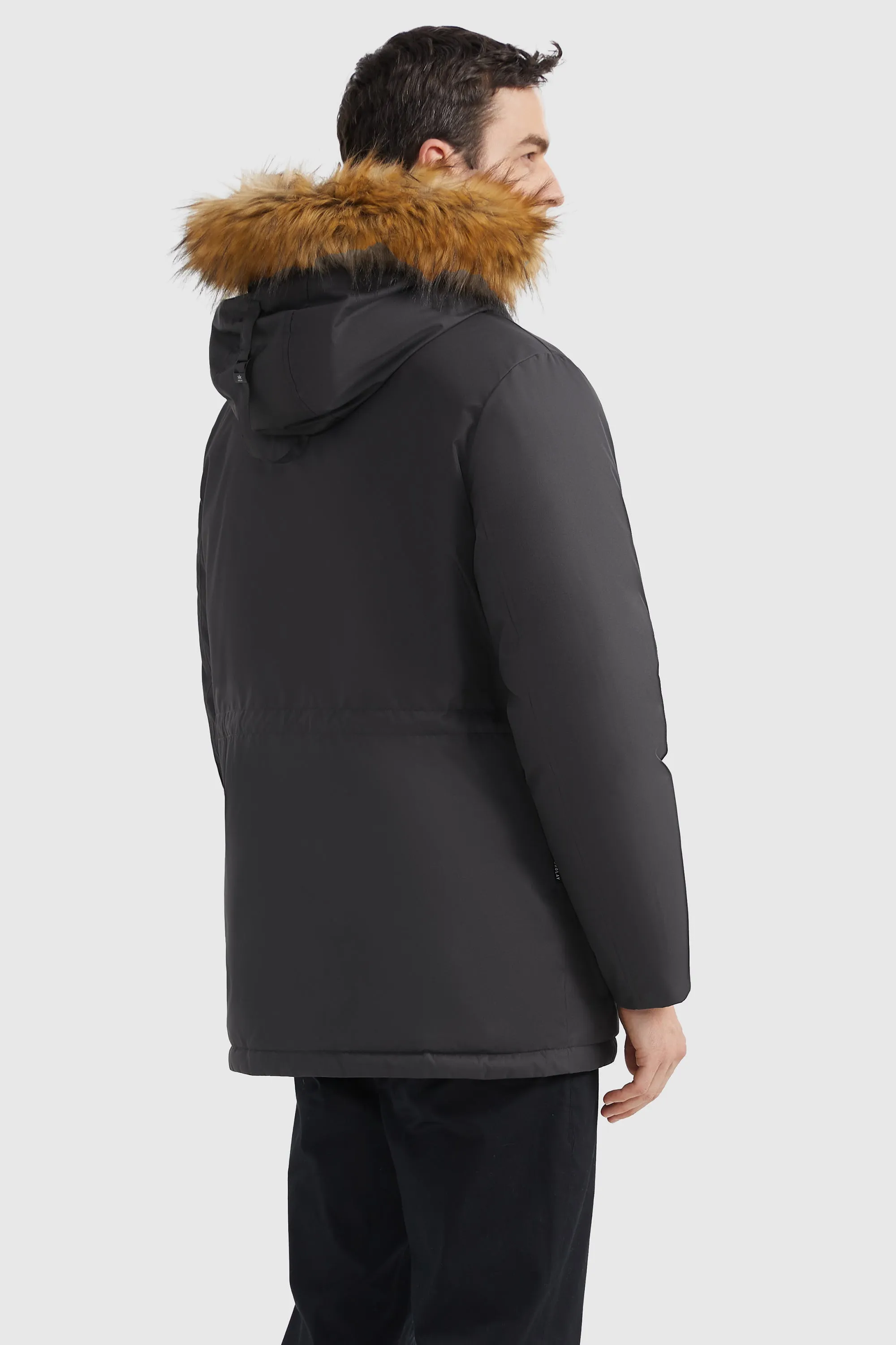 Water-Resistant Down Coat with Faux Fur Hood