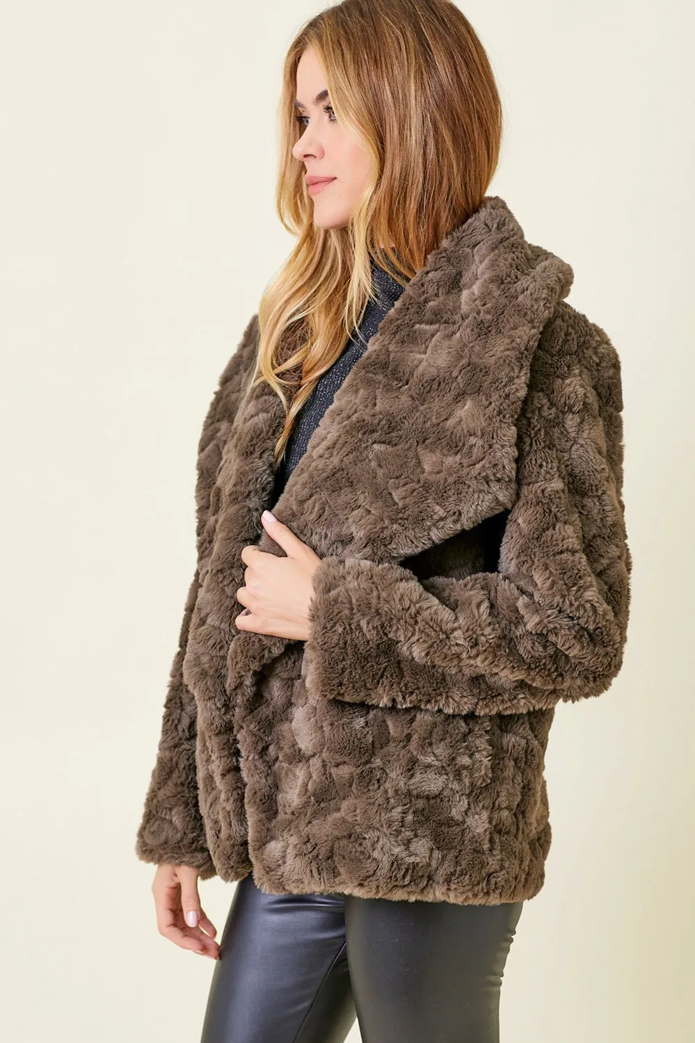 Wide Collar Fur Coat