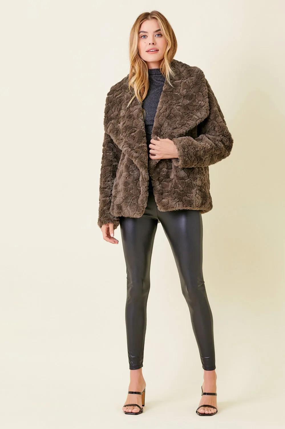 Wide Collar Fur Coat