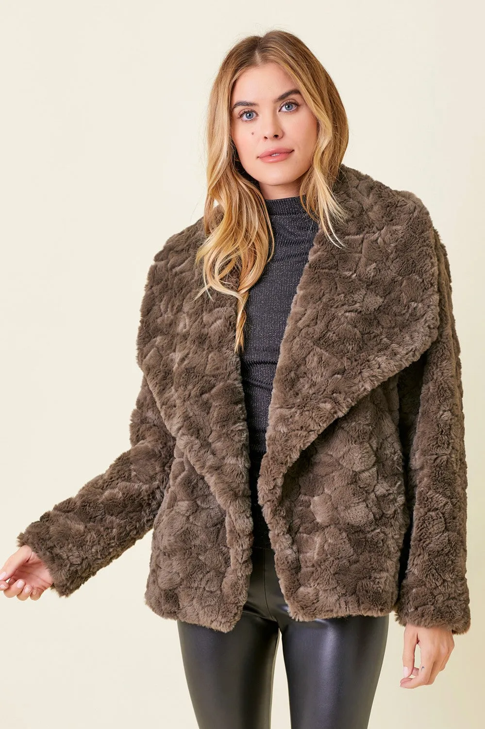 Wide Collar Fur Coat