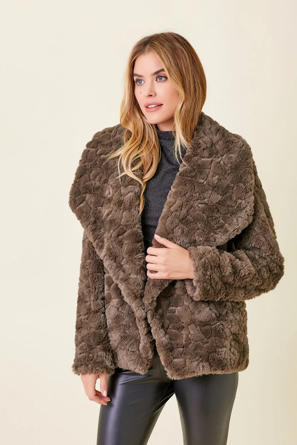 Wide Collar Fur Coat