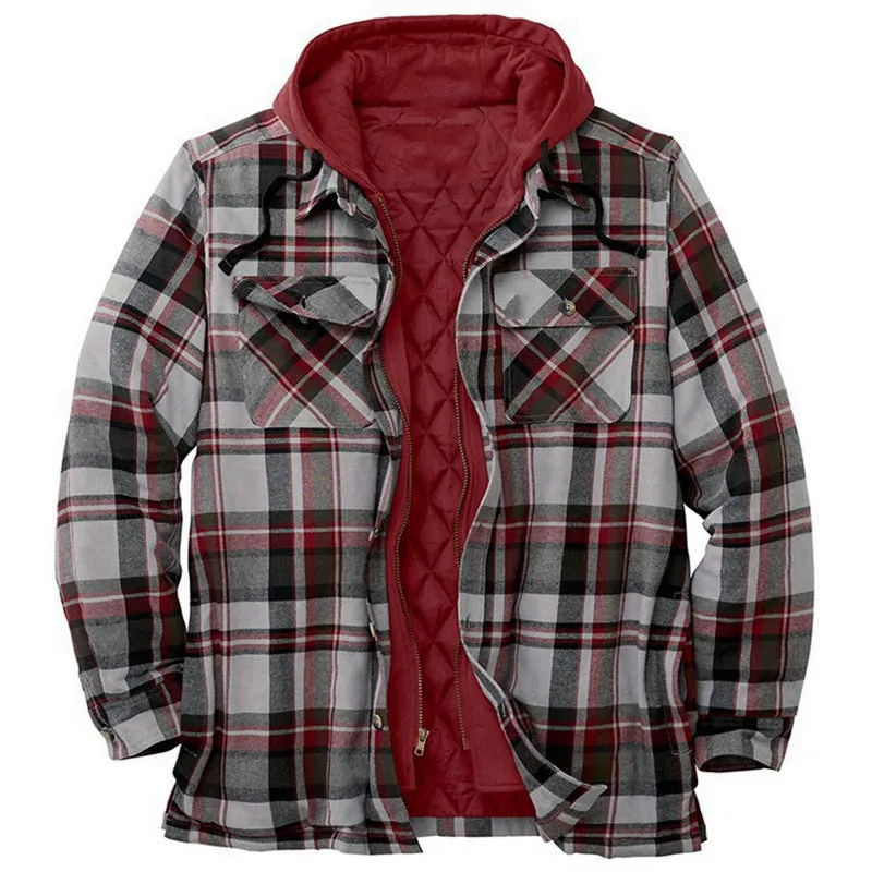 Winter Lapel Ticken Classic Plaid Warm Men Coat