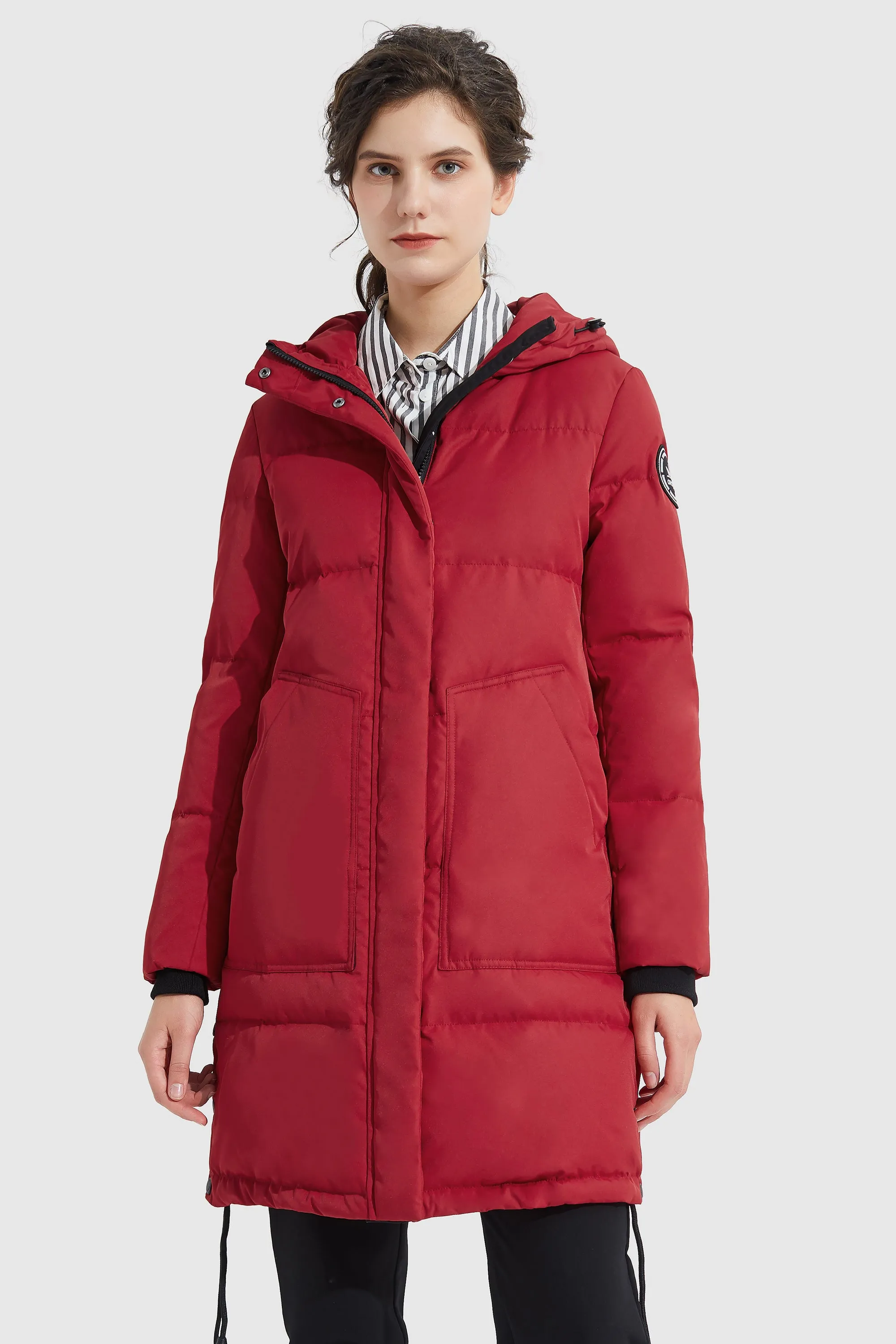 Winter Long Double Snap Hooded Down Jacket