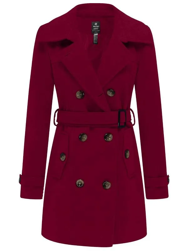 Women's Pea Coat Double Breasted Winter Trench Jacket