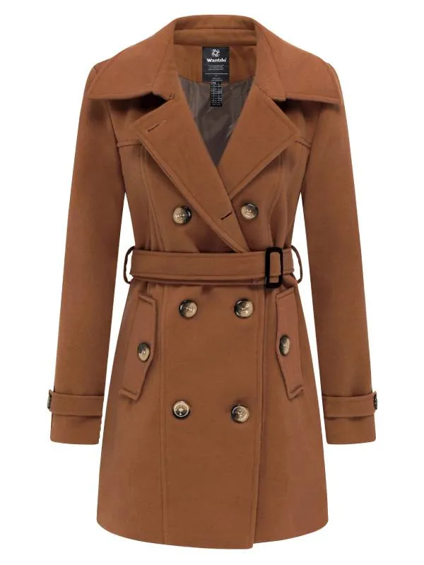 Women's Pea Coat Double Breasted Winter Trench Jacket