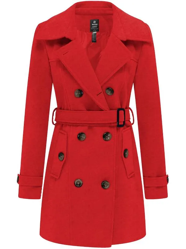 Women's Pea Coat Double Breasted Winter Trench Jacket