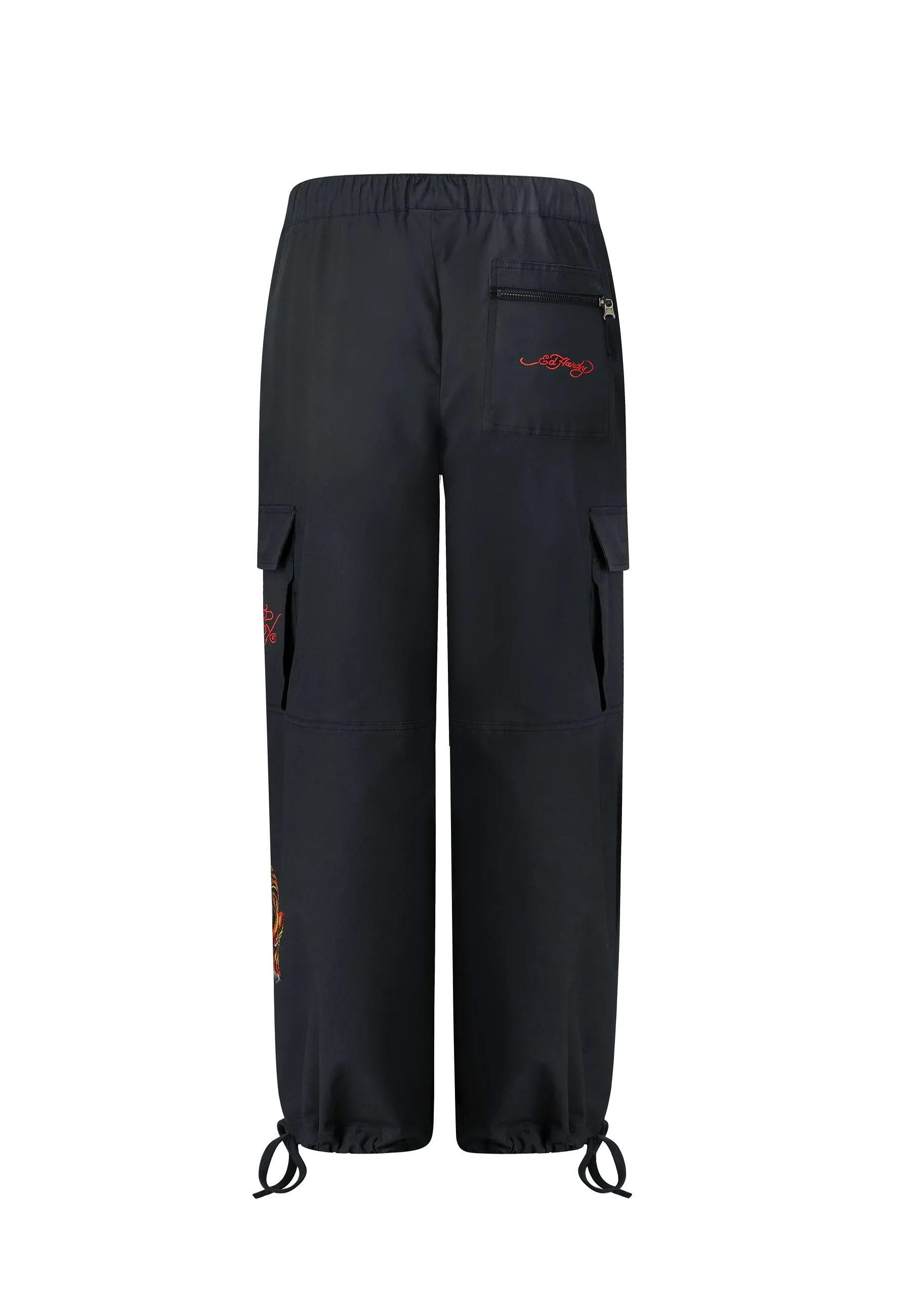 Womens Tiger Cargo Pants Trousers - Black