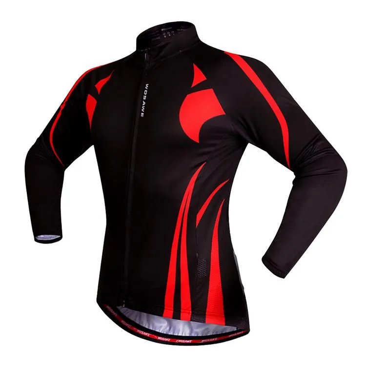 WOSAWE Warm Winter Fall Black Long Sleeve Cycling Jersey