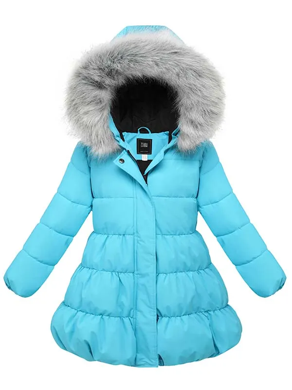 ZSHOW Girls' Long Puffer Jacket Warm Hooded Outerwear Soft Fleece Lined Winter Coat