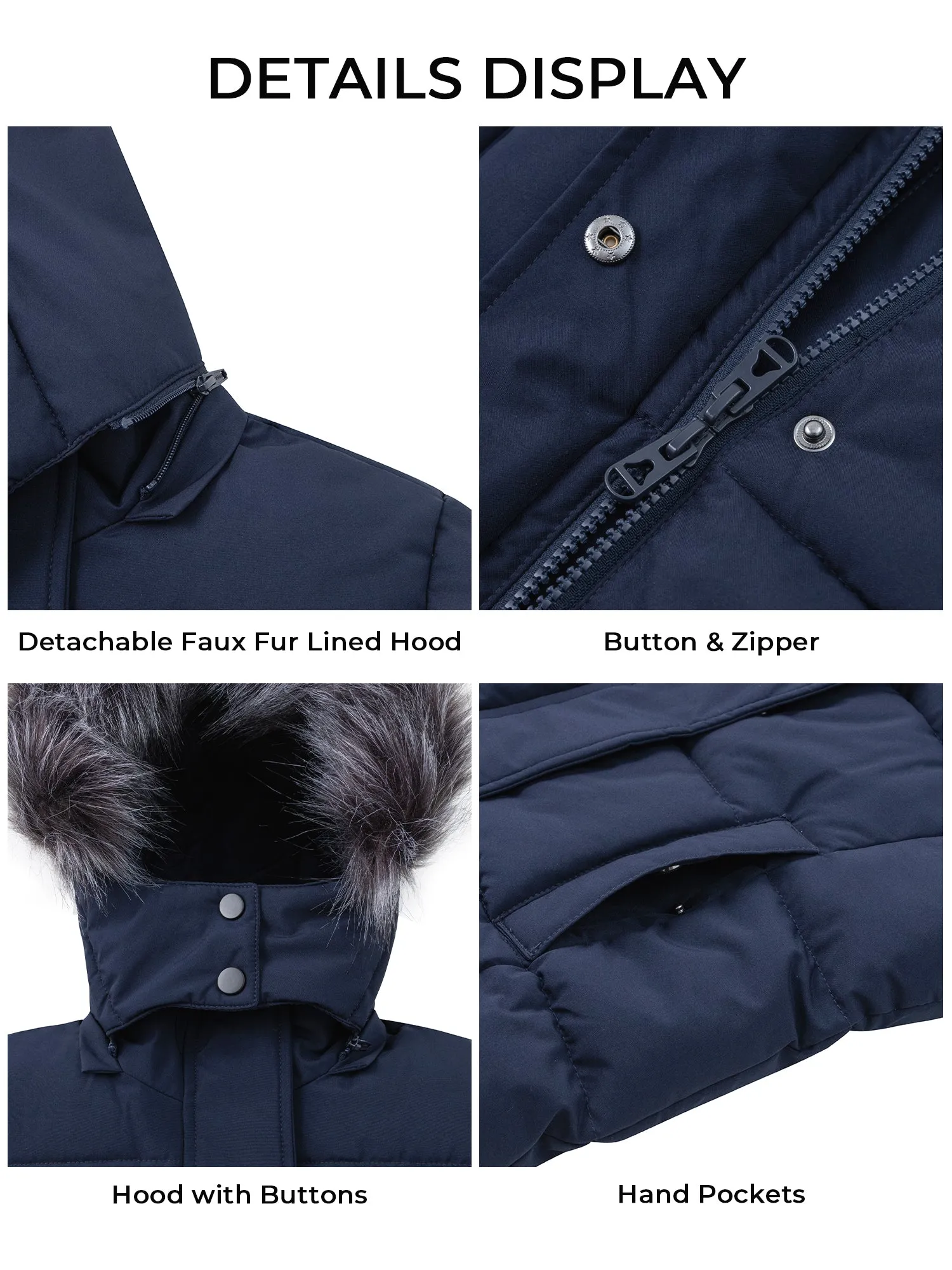 ZSHOW Girls' Winter Coat Warm Winter Parka Jacket Removable Hooded Insulated Puffer Jacket